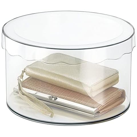 iDesign Clarity Sombrerera con tapa, pequeña caja de almacenamiento redonda Cover