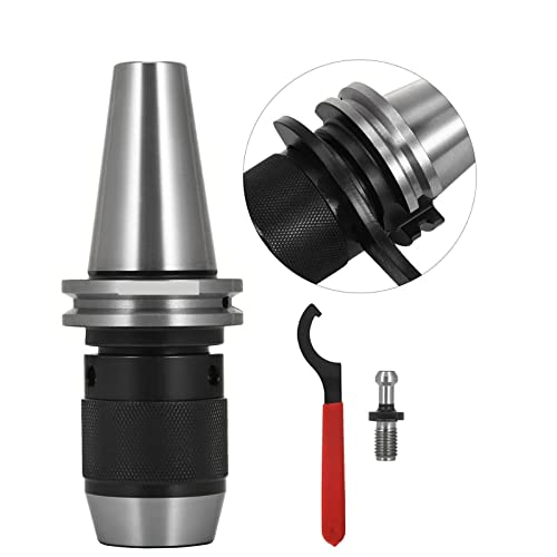 CAT40-APU13-100 Drill Chuck Keyless Collet Chuck Tool Holder W/Pull Stud Spanner Wrench For CNC Lathe Milling Drill Press For Beginners DIY Use