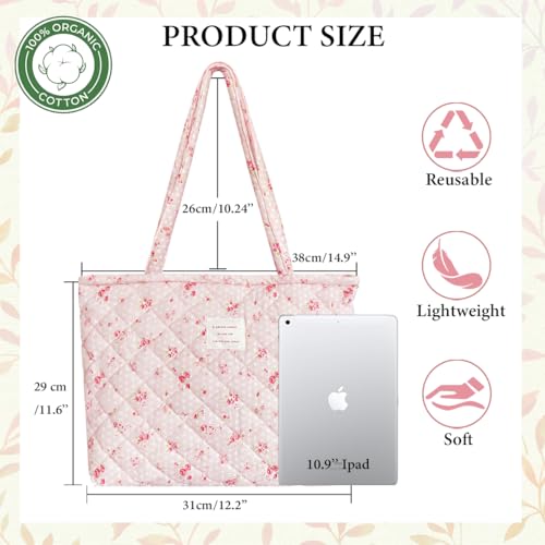 Image of Sunwel Fashion Top Zipper Floral Quilted Bag Small Tote Bag for Women