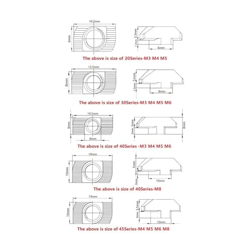 Écrou en T M6 anti-jeu pour assemblage profilé alu rigide