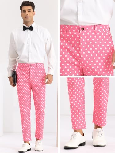 Lars Amadeus Polka Dots Dress Pants for Men's Flat Front Business Wedding Retro Trousers4