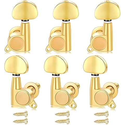 Gusnilo Guitar Tuning Pegs 6 Pcs 3l3r Acoustic Guitar Tuner Guitar Pegs Guitar Parts Guitar Machine Heads Knobs Guitar Replacement Buttons Knobs Cover