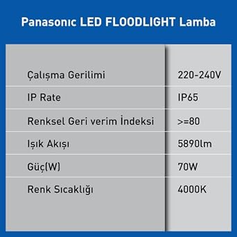 PANASONIC LED PROJEKTÖR, GÜN IŞIĞI 70W 5890LM 4000K [Enerji Sınıfı F]