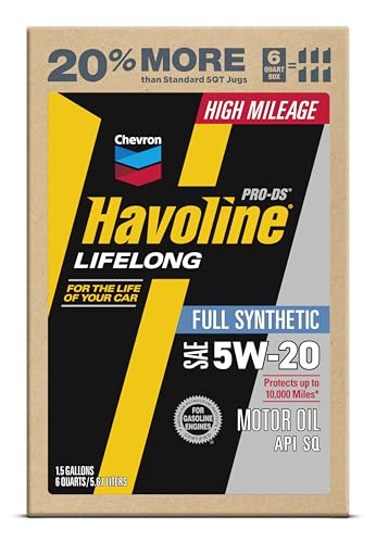 Image of Havoline Motor Oil 5w20 PRO-DS Lifelong Full Synthetic Smart Change Engine Oil, 5W-20, 6 Quarts, Pack of 1