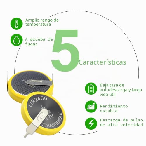 Batería LIR2450 recargable 3.7 V pilas botón de moneda ión de litio EEMB de 120mah 5