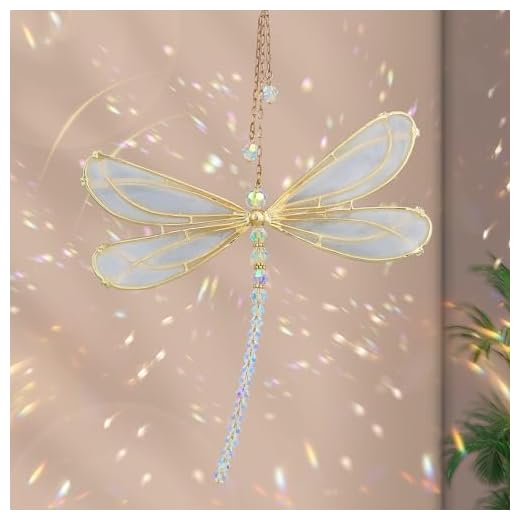 DNDGDLUA Suncatcher Fensterdeko Cristales SonnenfäNger FensterfäNger Fensterprisma Kristall Deko Rainbow Glas Cristales para colgar el sol Jardín (Libélula)