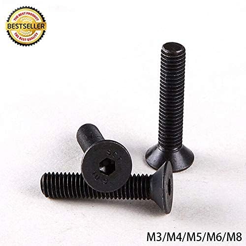 Machine Socket Countersunk Screws 20Pcs Fastener Hex Socket Flat Head Socket Allen Key Bolt - M3x20mm, Black - Image 4