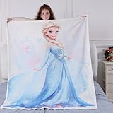 Kids Flannel Princess Elsa 50'' × 60'' Throw Blanket for Indoor and Outdoor Use, Super Soft Cozy Plush Blanket for Bedroom Couch Travel,Gifts for Girls Boys