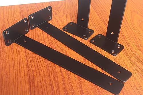 Mhmydz BXGZC-361 12 Pack - 12 Inch Black Hidden L Shelf Bracket (1/5 Inch Thicked) Iron Shelf Brackets thumb #2
