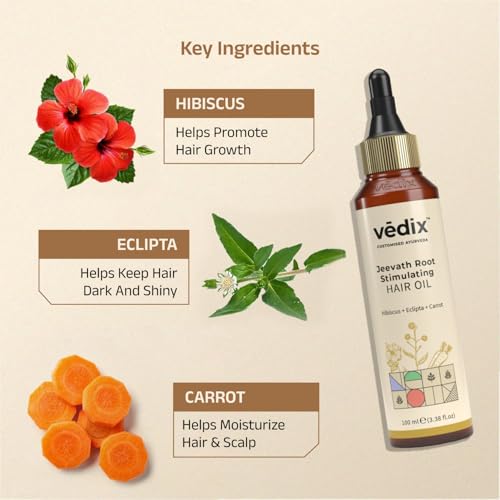 Image of Vedix Jeevath Root Stimulating Ayurvedic Hair Oil| Womens Hair Oils (Normal & Oily Scalp - Wavy & Curly Hair)
