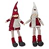 Northlight Plush Boy and Girl Sitting Christmas Figures 19 Red and Beige Set of 2