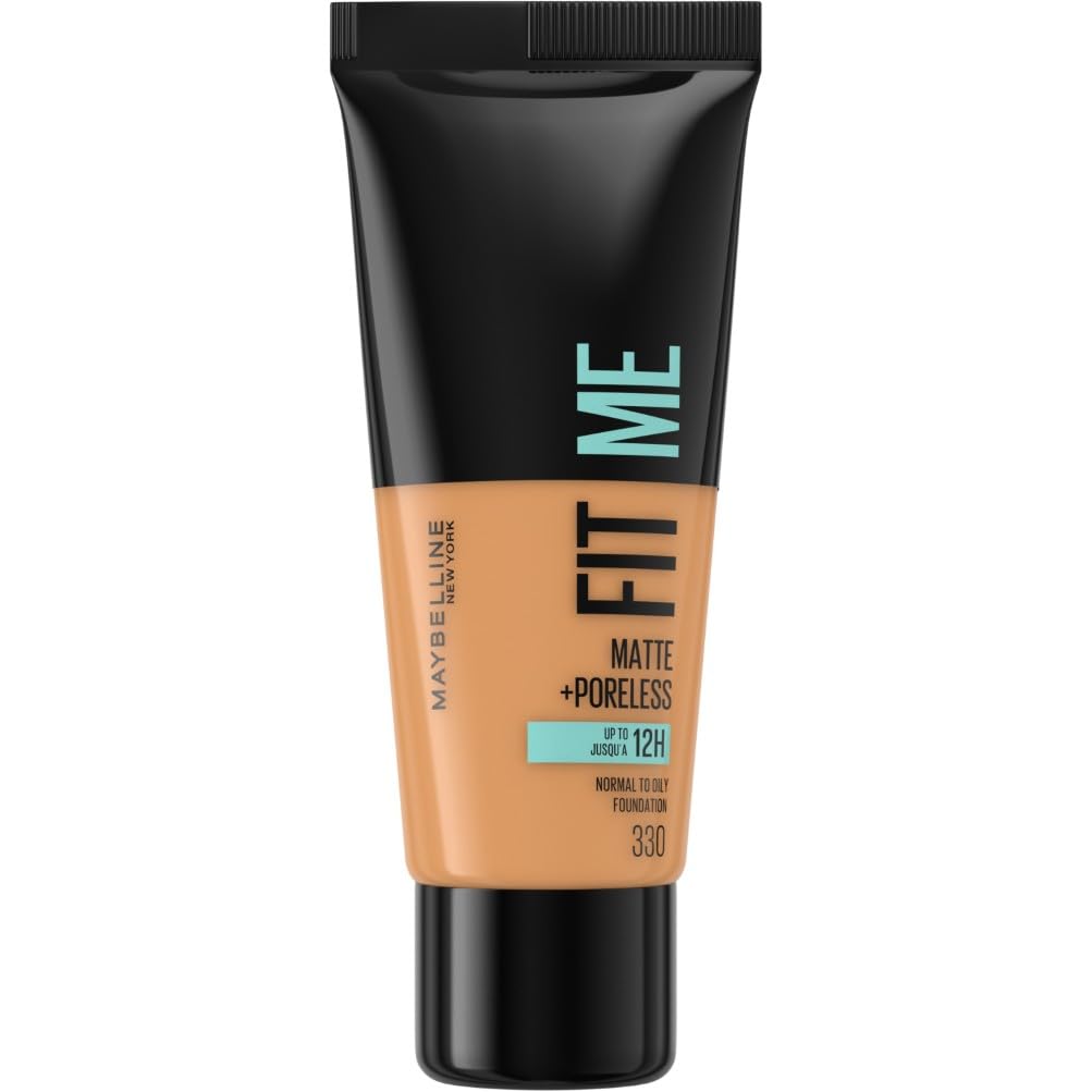 Maybelline Fit Me Foundation, Lightweight Medium Coverage, Blendable With a Matte and Poreless Natural Finish, For Normal to Oily Skin, Shade: 330 Toffee, 30ml