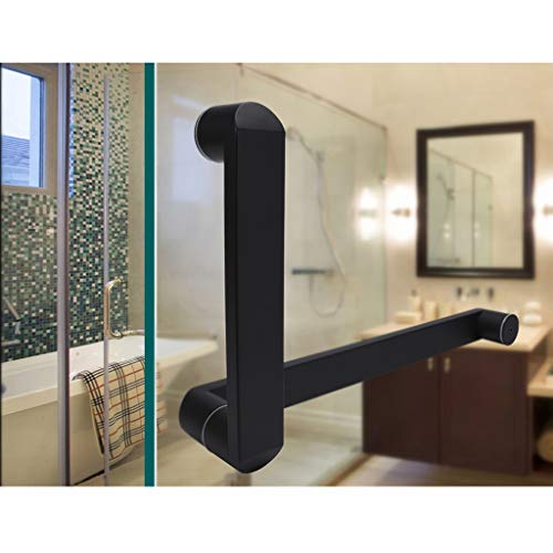 Poignée de porte push-pull en forme de L en acier inoxydable noir mat de douche - 8