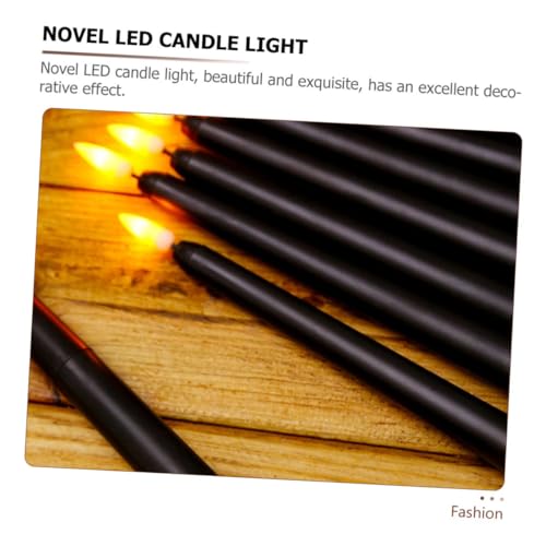 Decoración navideña y bodas con velas cónicas LED negras de mesa 3
