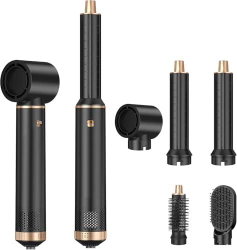 Dryhsip Spazzola Asciugacapelli, 5 in 1 Spazzola Asciugacapelli Multifunzione, Phon con 3 Temperatures, Styling Liscio, Onde, Ricci, Volumizzante, Hair Styler Viaggi set Regalo donna e uomo