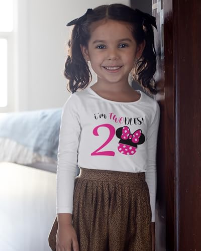 Image of Luke and Lulu Birthday Girl Shirt - 2nd Birthday Outfit Girl - Toddler & Kids 2 Year Old Outfit - Cute Ears & Bow Design