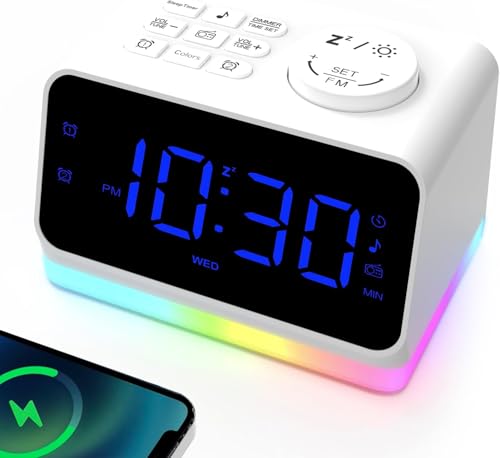 Bedside Alarm Clock Radio with Night Light, Dual Alarm, 0-100% Dimmer, Sleep Timer, Snooze, 2 USB Charging Ports, Digital Alarm Clock with FM Radio, Loud Alarm Clock for Heavy Sleepers