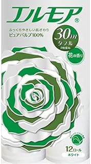 エルモア トイレットロール 花の香り ダブル 芯あり 30m 1セット (96ロール:12ロール×8パック)