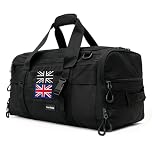 JIIJCAAC 50L Gym Bag with British Flag - Tactical Holdall for Men, Waterproof Military Duffle with Shoe Compartment for Football, Travel & Outdoor