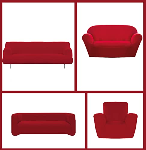 Housse de canapé 3 places bi-élastique extensible avec fixations