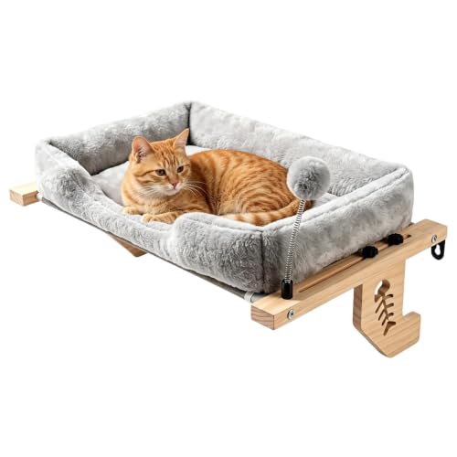 Gatos ventana asiento acogedor para mirar al exterior en el dormitorio 2