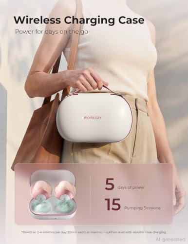 Image of Momcozy Air 1 Wearable Breast Pump,Ultra-Slim with Wireless Charging Case