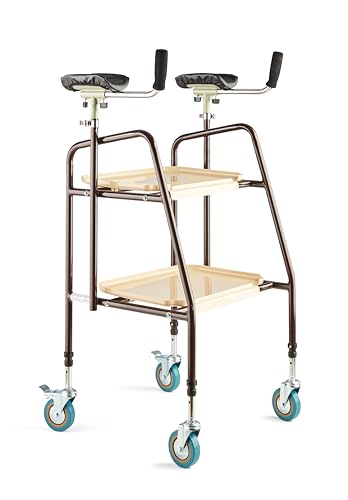 Mobility Walker with Forearm Grips and Armrests. Rutland Style Indoor Rollator. Handy Trolley with Trays and Brakes.