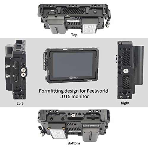 Nitze Cage for Feelworld LUT5 5.5" with HDMI Cable Clamp and Sunhood - JT-F02B, Black - Image 3