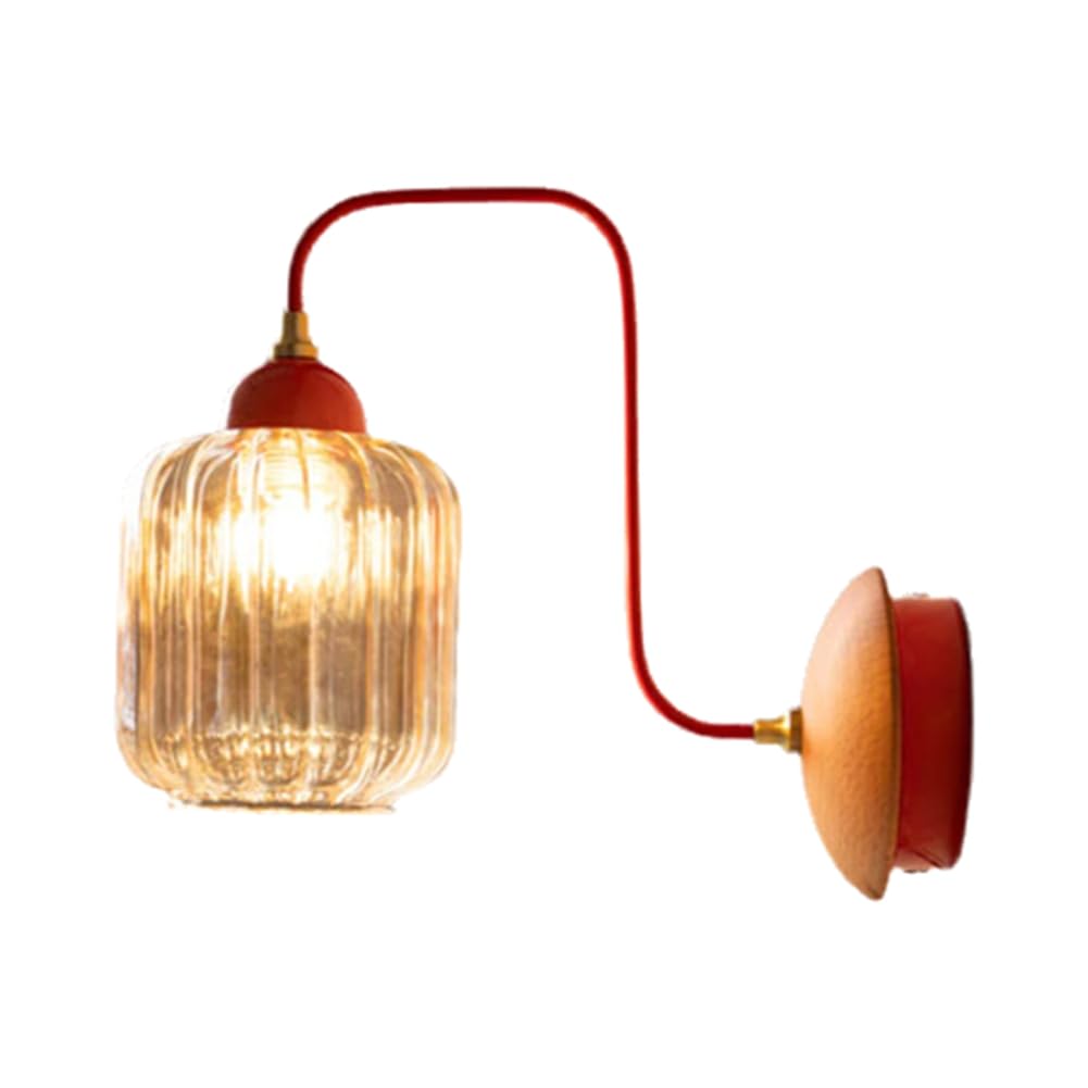 UDSKNV[KSL Nordic Amber Glass for Bedroom Bedside Wall Lamp, Corridor, and Hallway Lighting