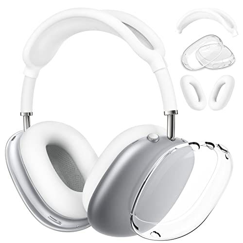 Airspo For Airpods Max Case Cover, Clear Soft Tpu Case Cover+Slicone Earpad Cover+Silicone Overhead Cover, Transparent Protective Case For Airpods Max Headphones (Clear) #TOP9