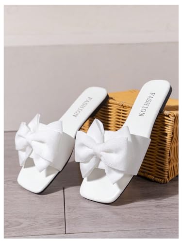 Verdusa Women's Bow Slide Sandals Open Toe Slip On Summer Flat Sandals2