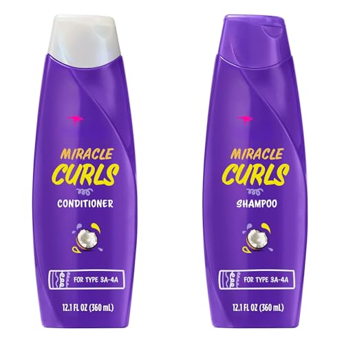Miracle Curls Shampoo & Conditioner Set, Coconut & Jojoba Oil, 12.1 oz Each, Hydrating Anti-Frizz Formula for Curly Hair, Paraben-Free, Sulfate-Free Curl Enhancer