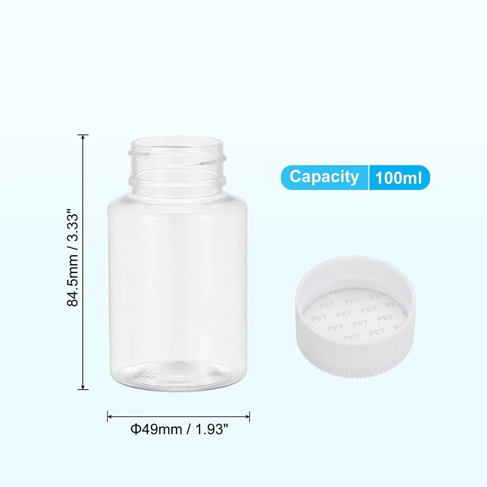 20 Stück 100 ml Reagenzflaschen, PET-Weithalsflaschen, runde Flaschen mit Schraubverschluss for Laborwasser, Reagenzien, Flüssigkeiten, feste Proben, Aufbewahrungsdichtung