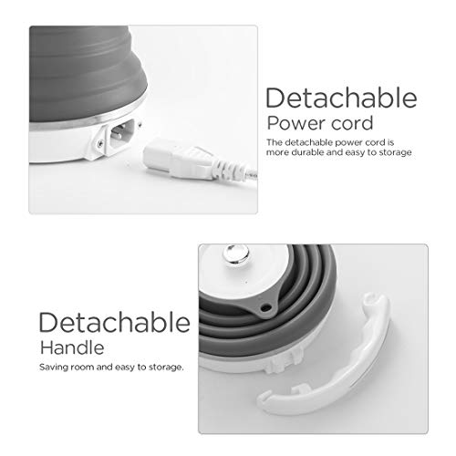 Image of 110V 555ML Ultrathin Travel Foldable Electric Kettle with Separable Power Cord and Handle, Boil Dry Protection, Food Grade Silicone