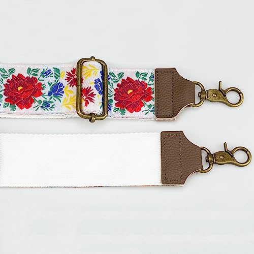 ZANQANO Purse Strap Crossbody Bag Straps Replcement Jacquard Embroidered 2" Wide Adjustable Genuine Leather Ends4