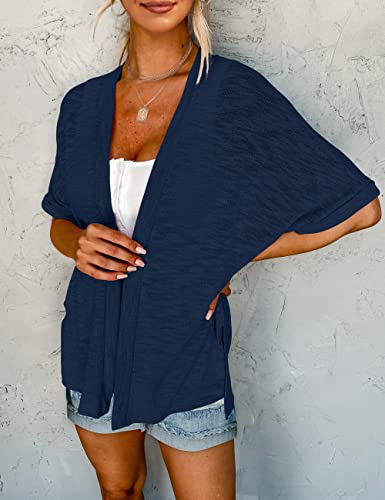 Image of MEROKEETY Women's 2026 Summer Lightweight Kimono Cardigan Short Sleeve Open Front Casual Loose Trendy Beach Cover Ups