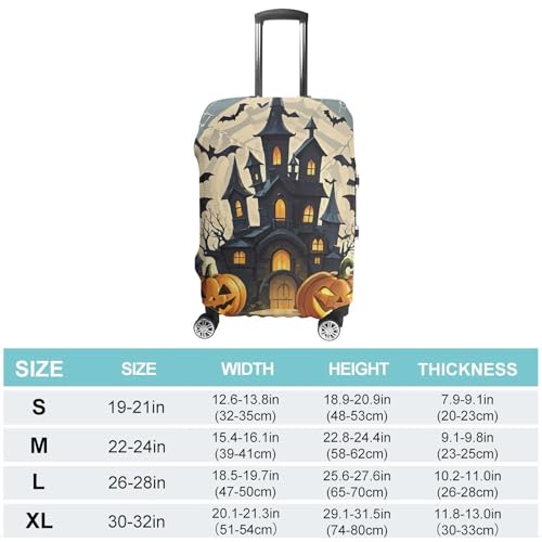 Pumpkin Lantern Castle Luggage Cover Elastic Luggage Covers for Suitcase Travel Luggage Covers Anti-Scratch Washable Suitcase Sleeve Fits 19-32 Inch Luggage2