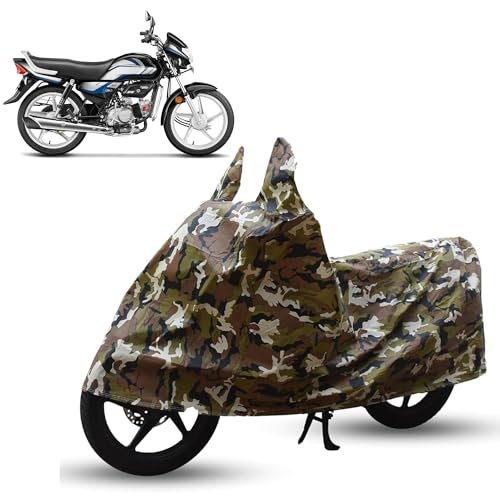 Image of Sulfar Bike Cover for Hero MotoCorp HF Deluxe (100cc) | Waterproof, Dustproof & UV Protected | All Weather Two Wheeler Cover (Army Green) New 2026 Variants