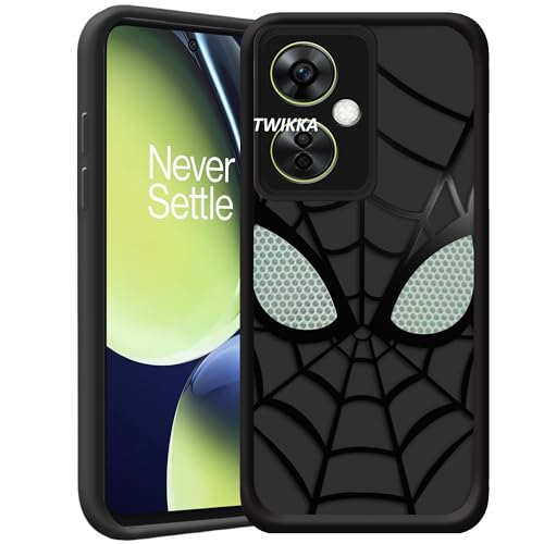 Image of Stylish Spider Back Case Cover Compatible for OnePlus Nord CE 3 Lite | Spidey Face Mask Case | Soft Silicone | Camera & Full Body Protection | Shock Proof | (Black)