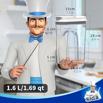 MR.SIGA 2 Pack Airtight Cereal Dispenser Set, Cereal Containers Storage Dispenser, BPA Free, 1.6 L / 54oz, Large, White