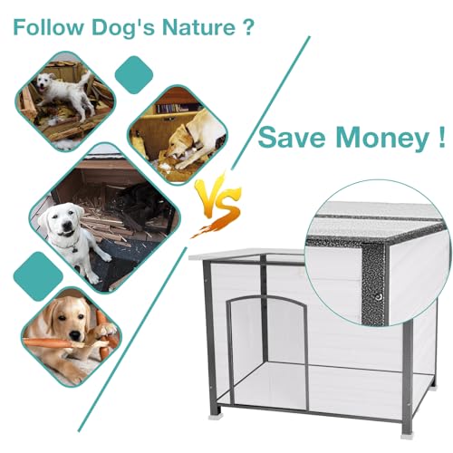 Indoor-Outdoor-Dog-HouseAnti-Chewing-Iron-Frame-Dog-KennelWood-Warm-Pets-HomeInsulated-Weatherproof-Outside-Shelter-for-Feral-Animal-335-L-X-22-W-X-252-H-Grey - Cucciolini Doodles   Indoor-Outdoor-Dog-HouseAnti-Chewing-Iron-Frame-Dog-KennelWood-Warm-Pets-HomeInsulated-Weatherproof-Outside-Shelter-for-Feral-Animal-335-L-X-22-W-X-252-H-Grey