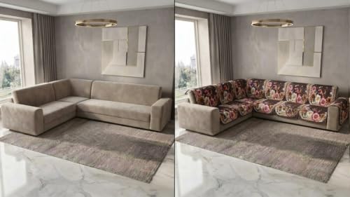 Image of L Shape Sofa Cover 3+2 Seater Pack of 14 (Coffee 7D)