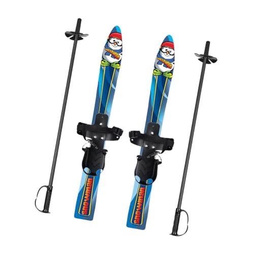 Harilla Snowblades Short Skis for Snow with Ski Poles Outdoor Winter Sports Snowboard Skiing Board with Bindings Boys Girls Skiblades, Snowman