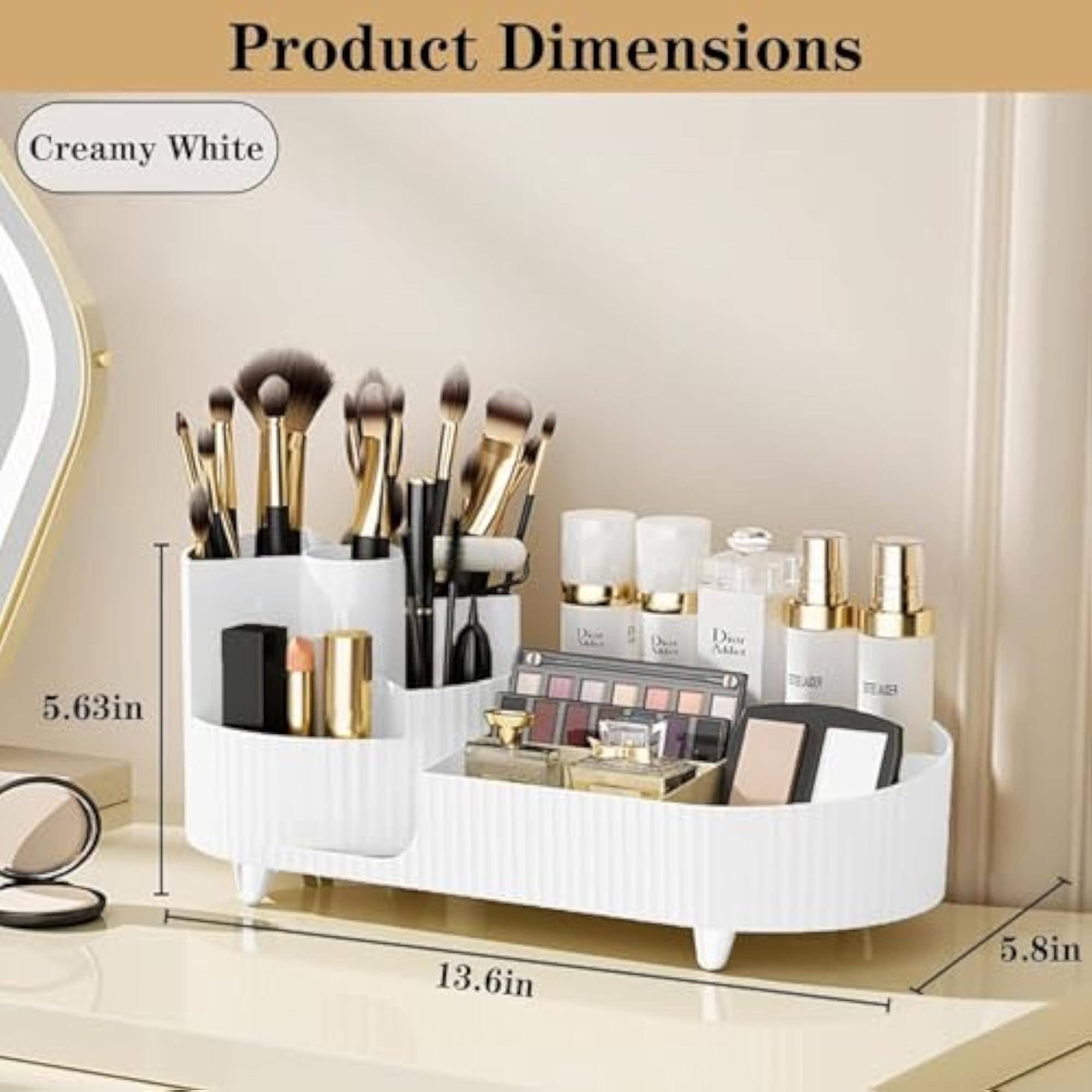 9-Compartment 360° Rotating Cosmetic Organizer, White