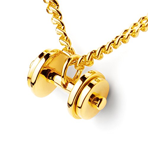 Collar con mancuernas Charm Fitness Chapado En Oro Colgante con mancuernas de doble placa Collar de gimnasio Cover
