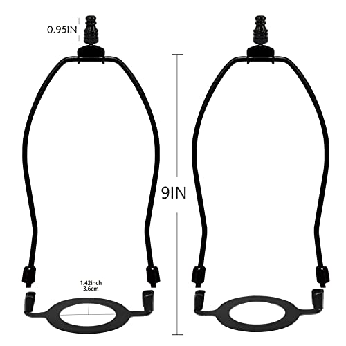 Gigivosha Lamp Shade Harps Holder Adjustable Kit - 8 9 10 Inch With E26 Uno Light Base Set Lampshades Parts For Table And Floor Lamps Finials Bracket Light Fitting - 2 Pack (Black, 9 Inch) #TOP2