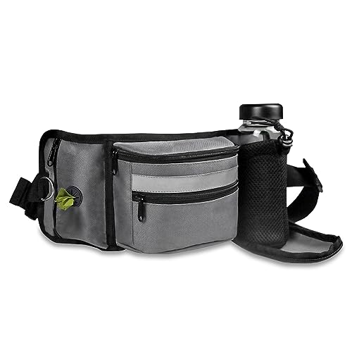 Pochete para cães, pochete para passear com suporte para garrafa de água, bolsa de petiscos para cãe