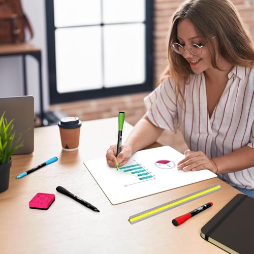 Scribbledo 6 Pack Small White Board Dry Erase Boards Classroom Pack Mini White Boards 9" x12” Personal Whiteboards for Students Teachers School Supplies Lapboards l 6 Mini Whiteboard Erasers Included
