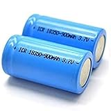 Svenirven 2 Packs 3.7V 18350 Rechargeable Li-ion Battery with Flat top Battery with Battery Organizer