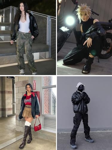 Aelfric Eden Womens Oversized Leather Jackets Mens Faux Leather Bomber Jacket 90s Vintage Biker Racing Moto Jackets4